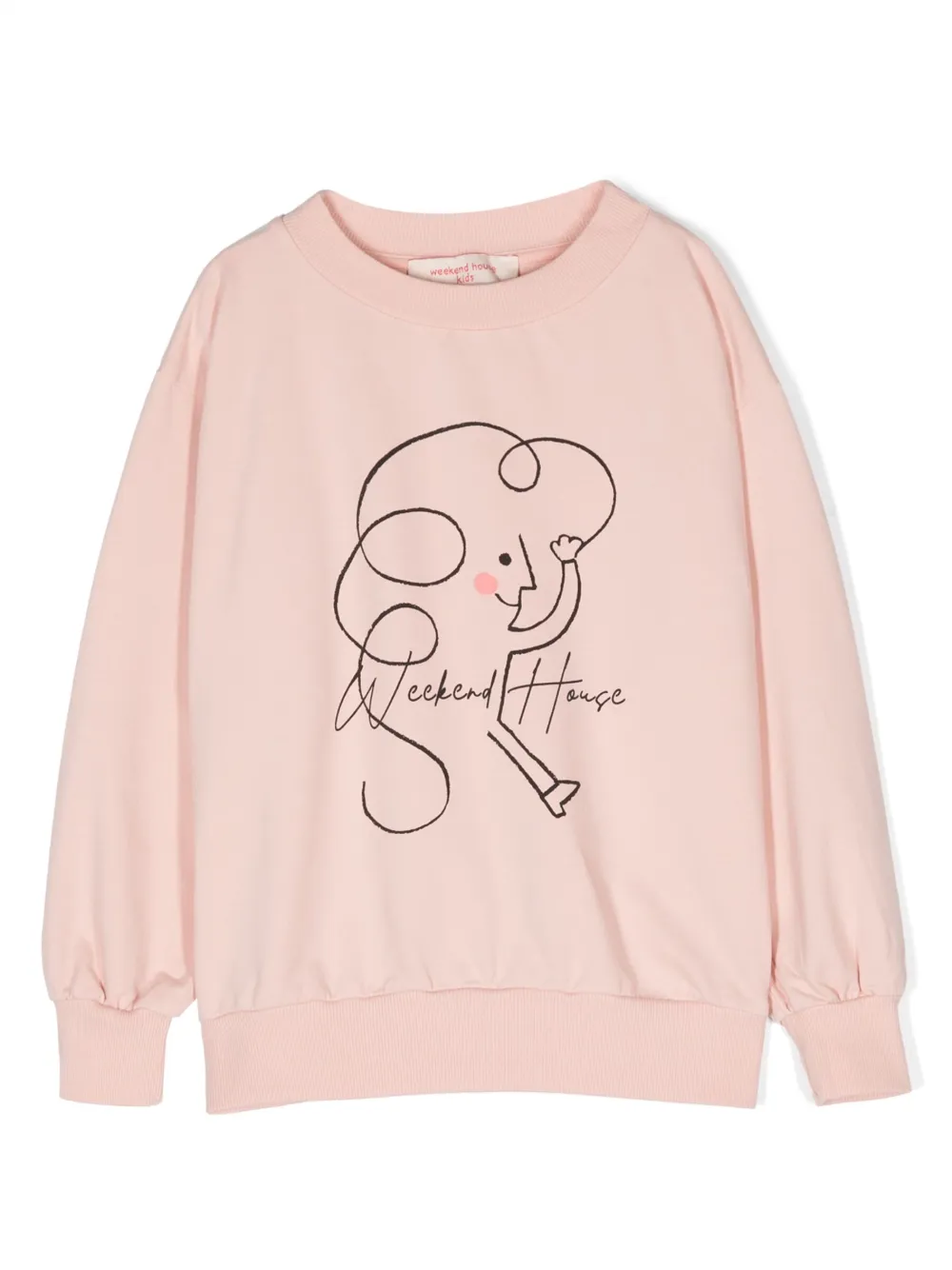 Weekend House Kids. sketch-print cotton sweatshirt | Pink | Image 1