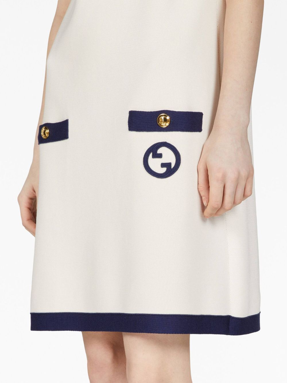Shop Gucci Logo-patch Short-sleeve Dress In White