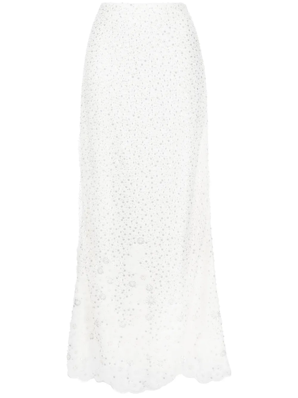 Self-portrait Embellished Maxi Skirt In White