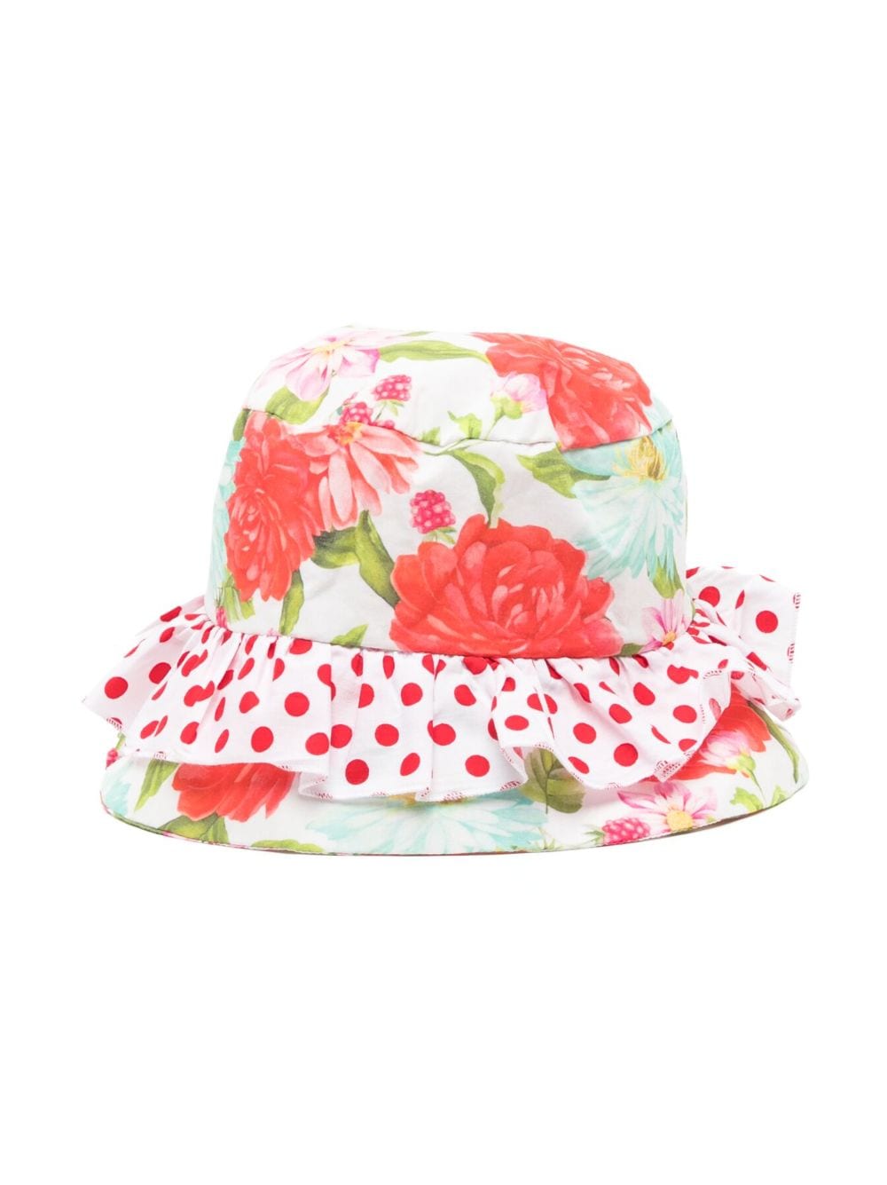 SELINIACTION KIDS floral-print ruffled bucket hat - White
