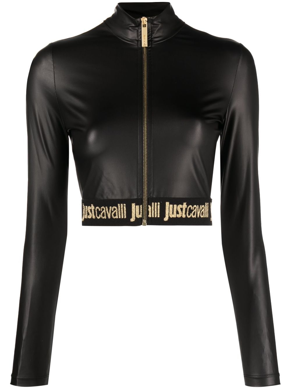 Just Cavalli Logo-trim Cropped Jacket In Black