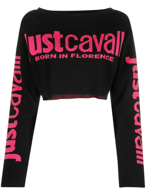 Just Cavalli logo-embroidered knitted top