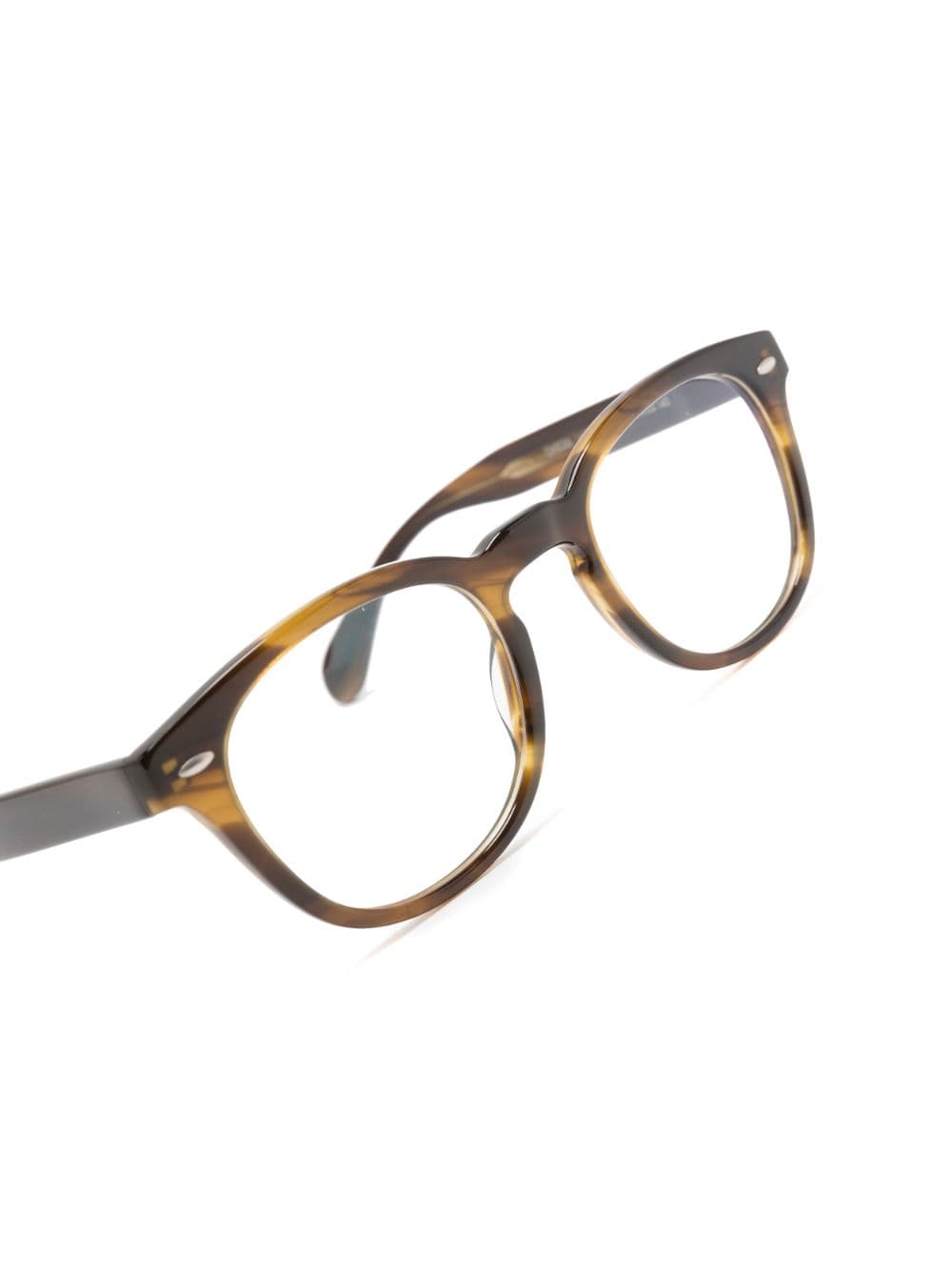 Shop Oliver Peoples Tonal-design Round-frame Glasses In Brown