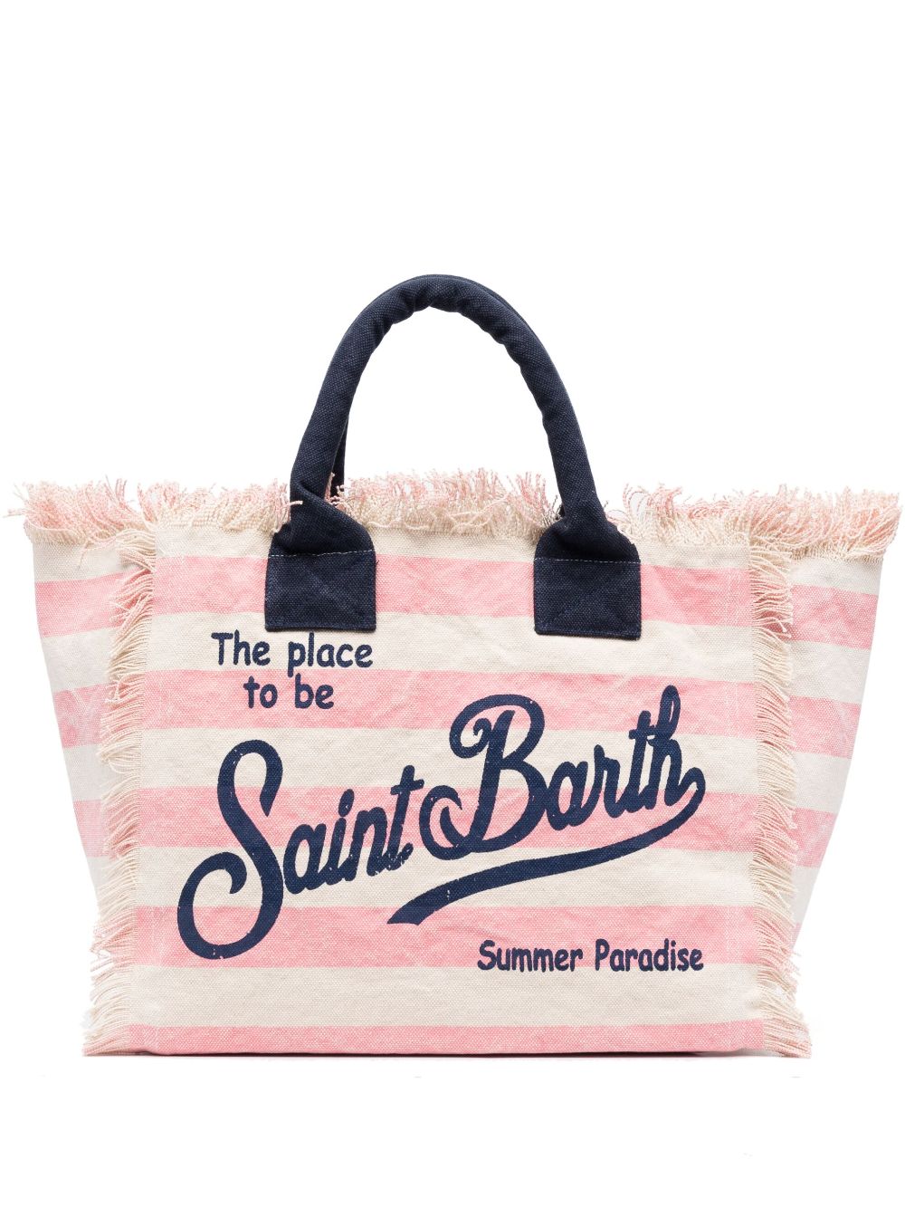 MC2 Saint Barth Pink Striped Canvas Key Holder With Shoulder Strap