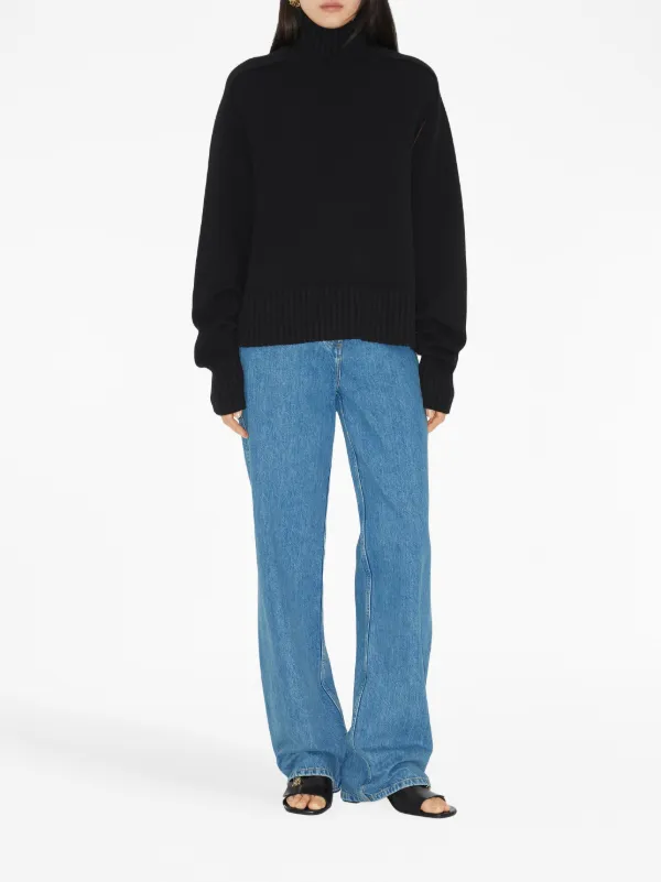 デニム・ジーパン Burberry High-Waisted Flared Denim Jeans Burberry Brit Navy Blue Denim Flared High Rise Jeans M Waist
