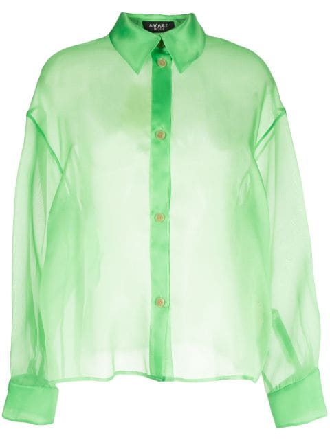 A.W.A.K.E. Mode semi-sheer silk-organza shirt