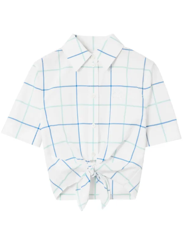 Burberry Checked Cropped Cotton Shirt | White | FARFETCH