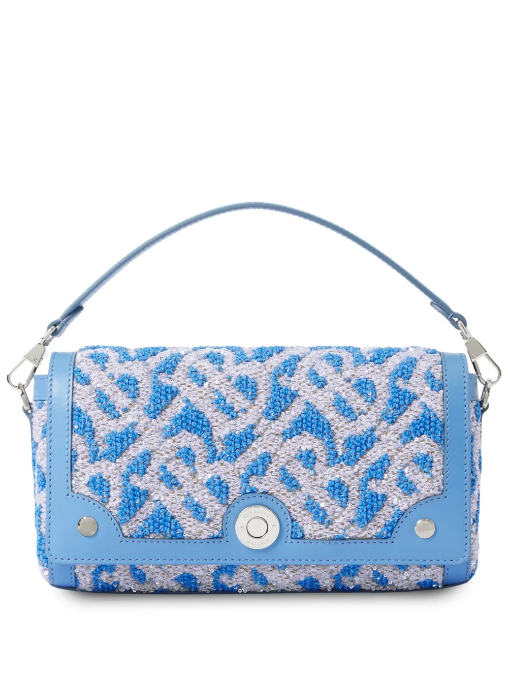 Burberry monogram-print foldover shoulder bag – Blue