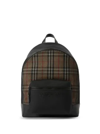 Burberry チェック ロゴエンボス バックパック - Farfetch