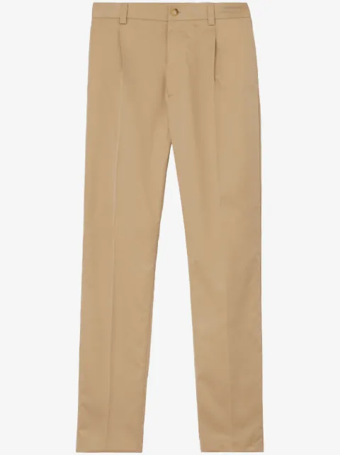 Burberry embroidered-logo cotton chino trousers