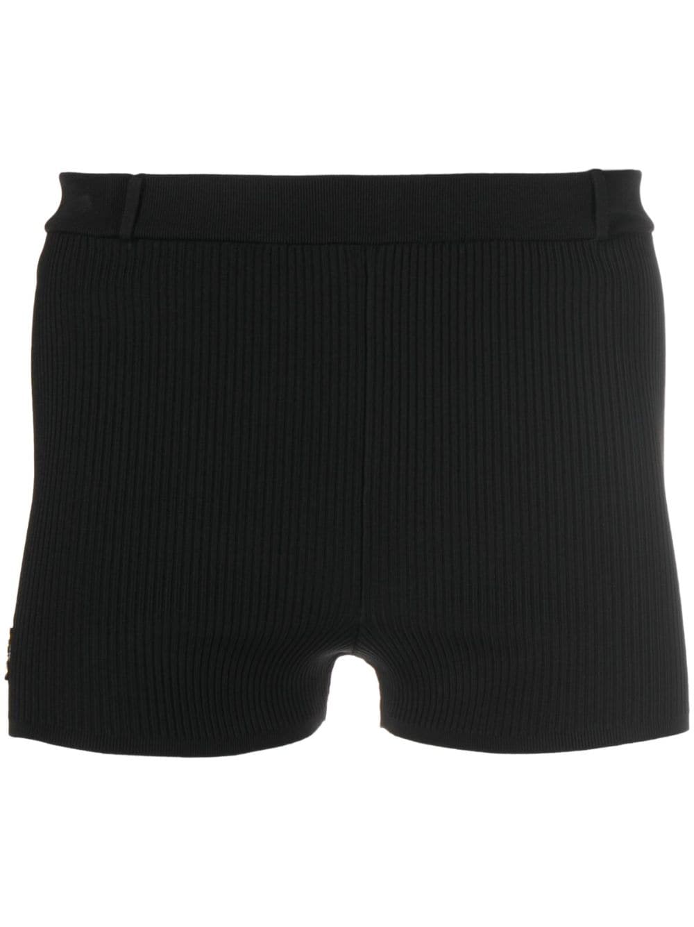 Saint Laurent Logo-embroidered Ribbed Shorts In Schwarz