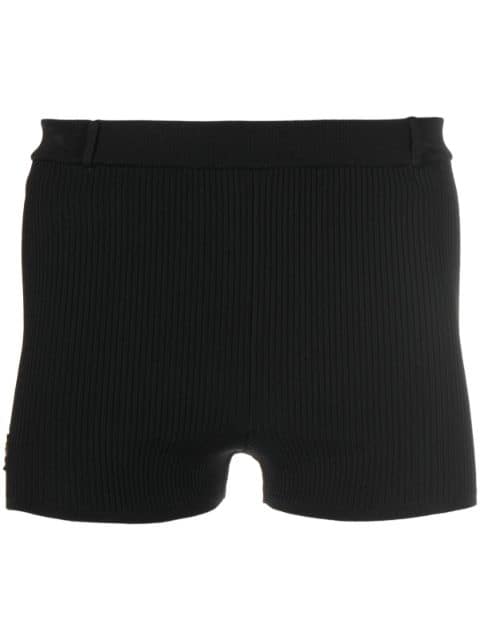 Saint Laurent logo-embroidered ribbed shorts 