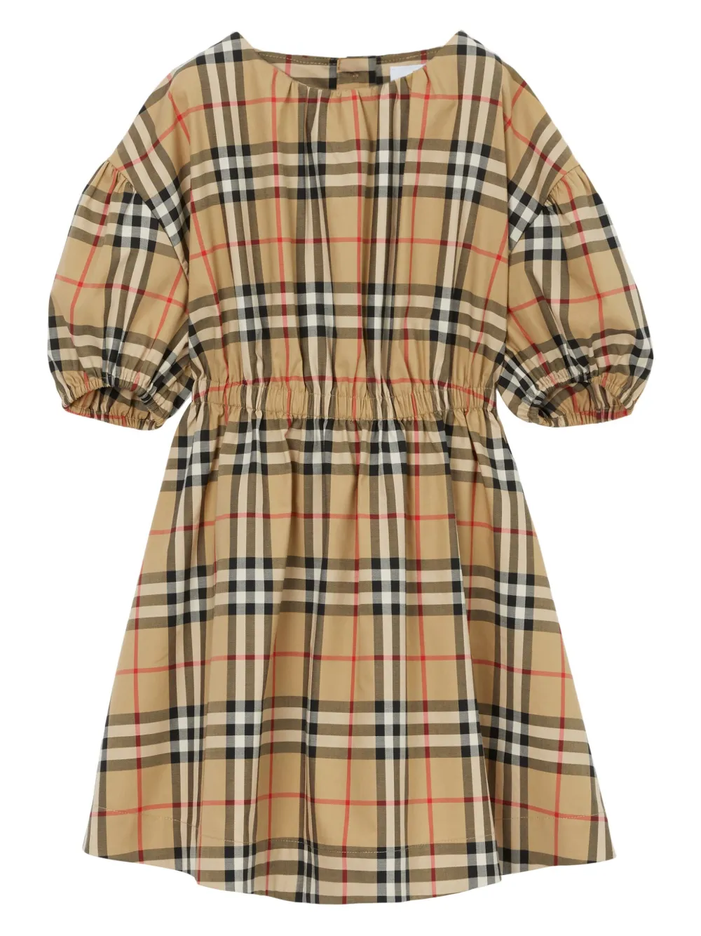 Shop Burberry Check Cotton Dress In Archive Beige Ip Chk