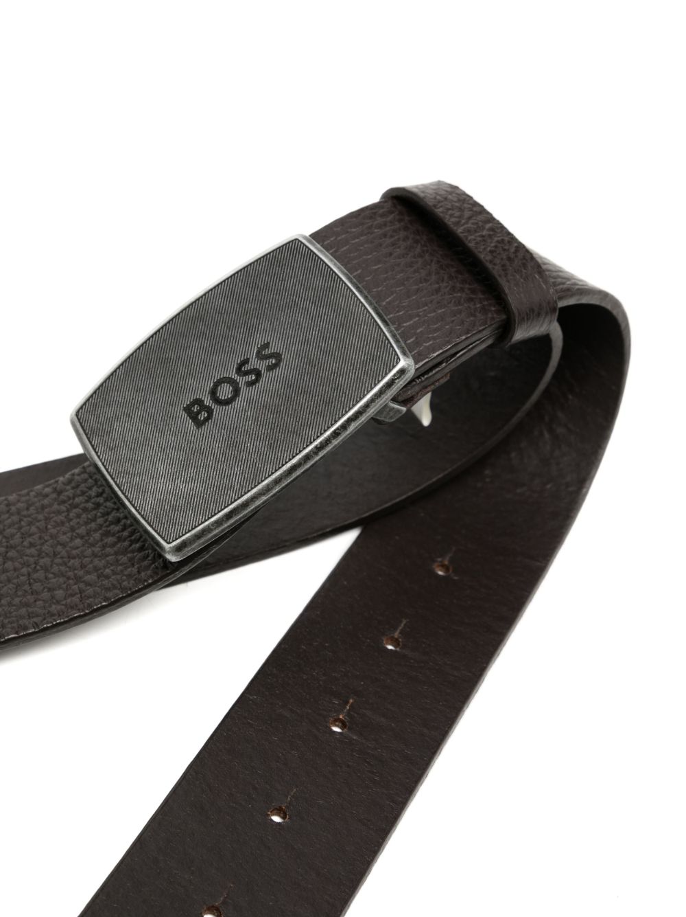 BOSS engraved-logo buckle belt - Zwart