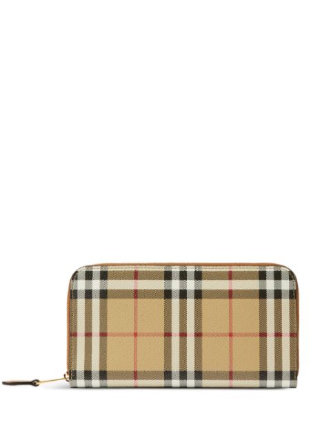 Burberry checked zipped leather wallet Women