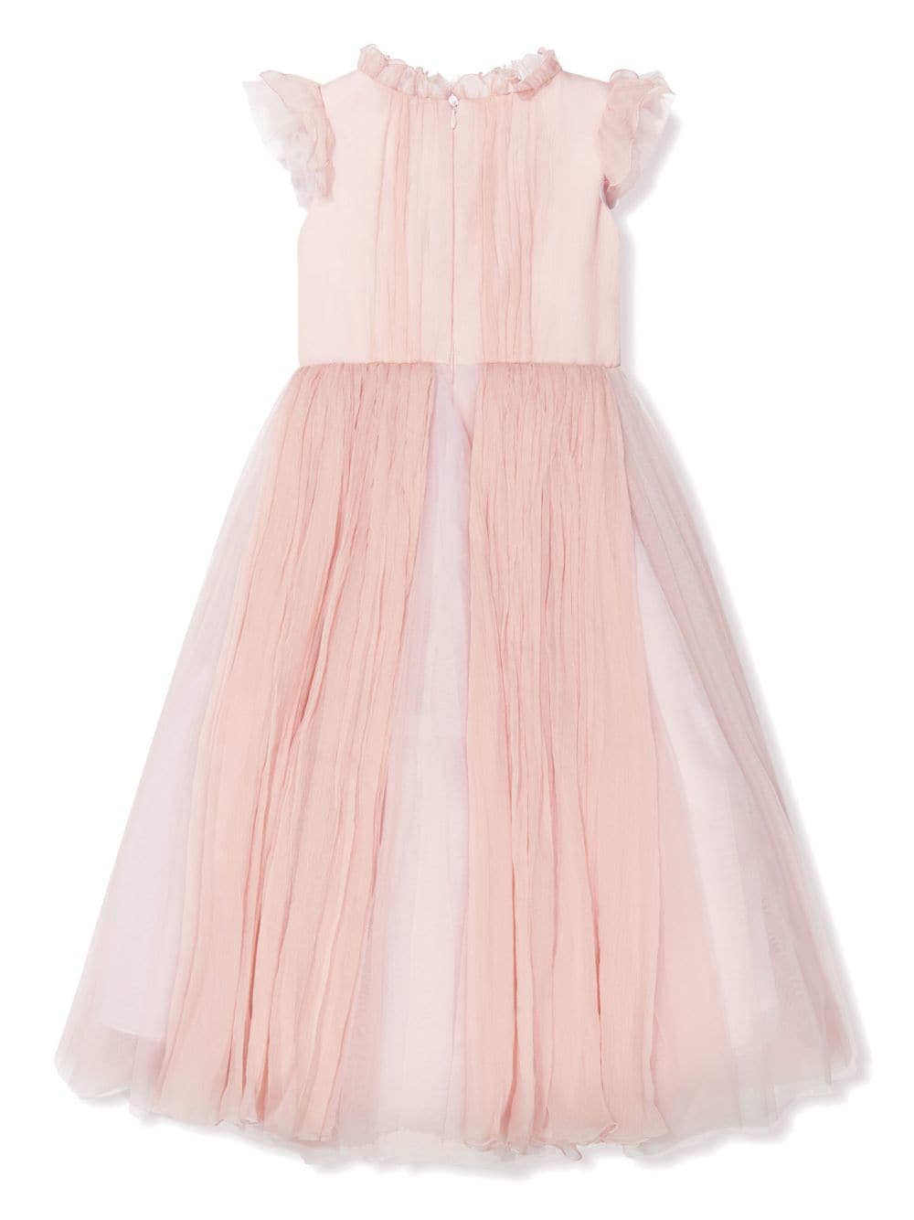 Shop Marchesa Couture Floral-appliqué Ruffled Dress In Pink