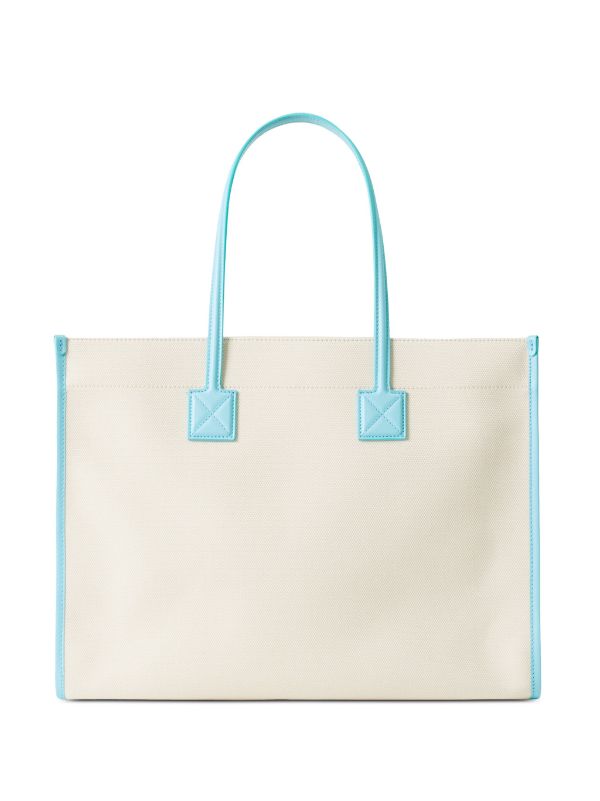 Blue Freya mini canvas and leather tote bag