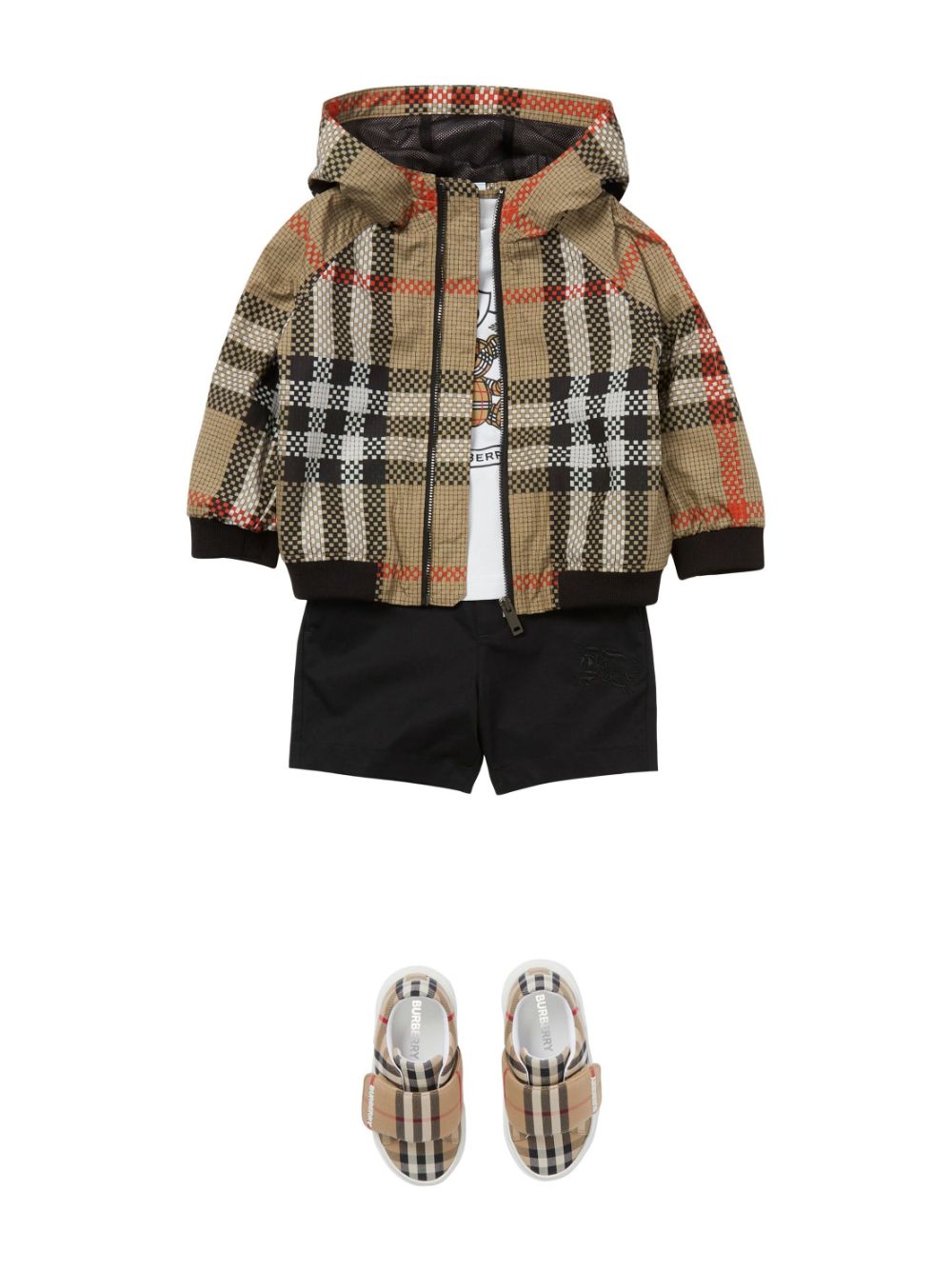Shop Burberry Checked Hooded Jacket In Archive Beige Ip Pat