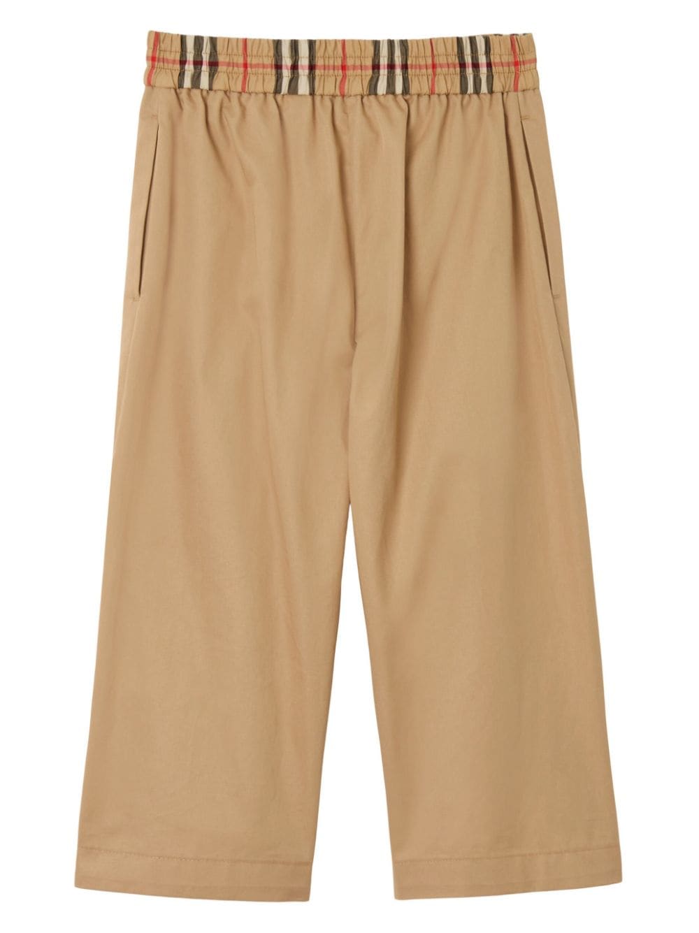 Shop Burberry Check-detail Cotton Trousers In Neutrals