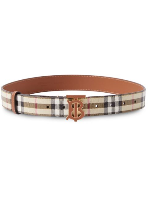 Burberry checked monogram-plaque leather belt