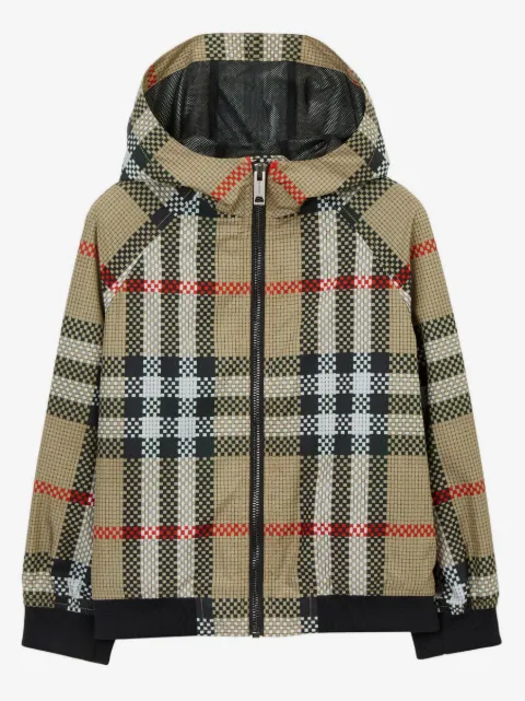 Burberry Kids check-pattern zip-up hooded jacket