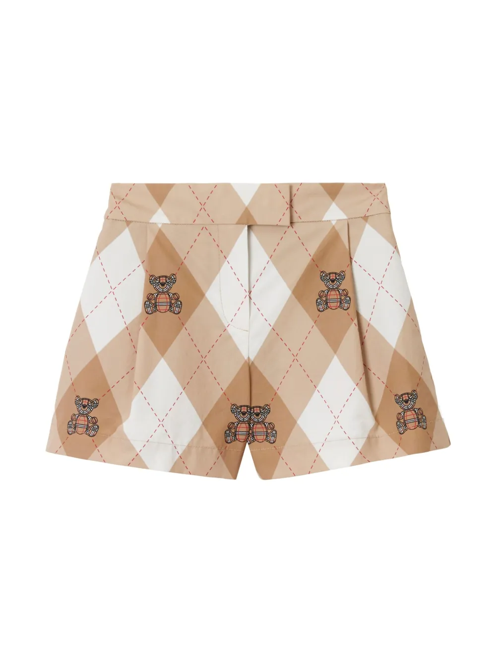 Burberry Kids'  Childrens Thomas Bear Argyle Print Cotton Shorts In Soft Fawn