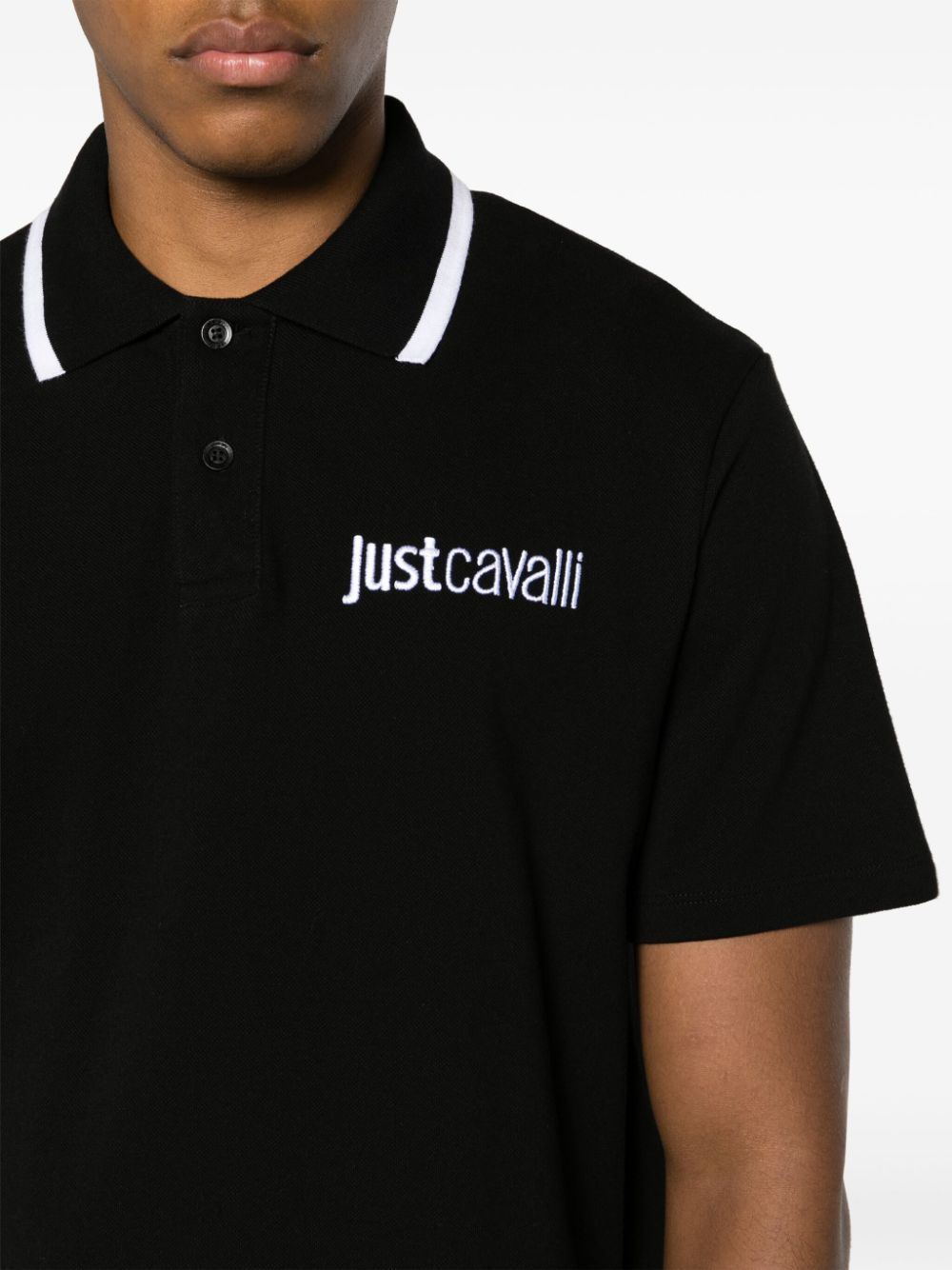Just Cavalli Poloshirt met geborduurd logo Zwart