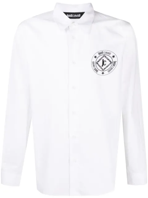 Just Cavalli logo-patch cotton shirt