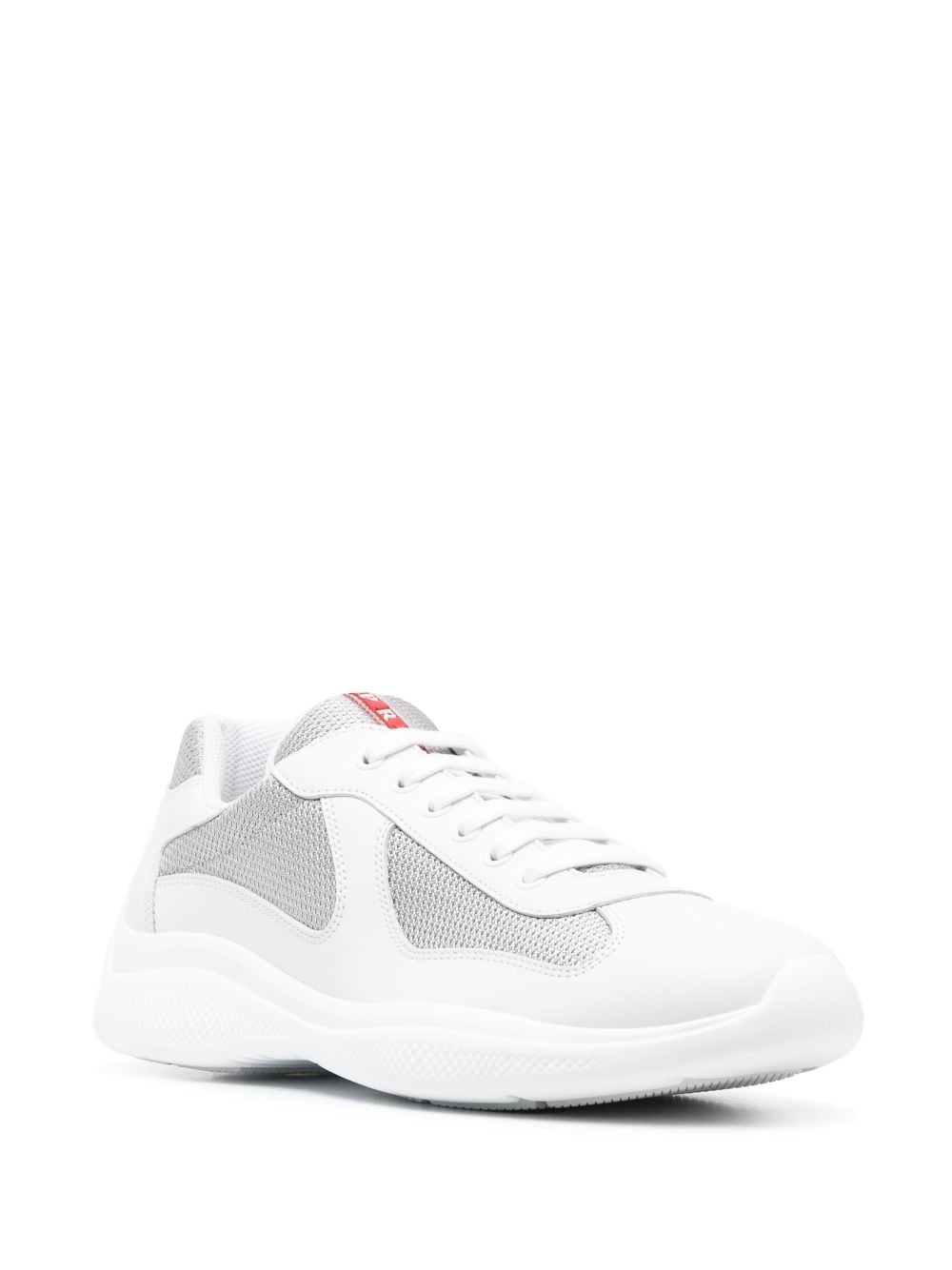 Shop Prada America's Cup Panelled Sneakers In White