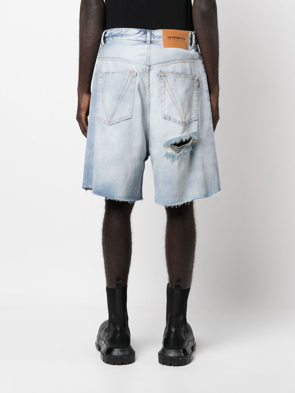 Shop Vetements Ripped-detailed Denim Shorts In Blue