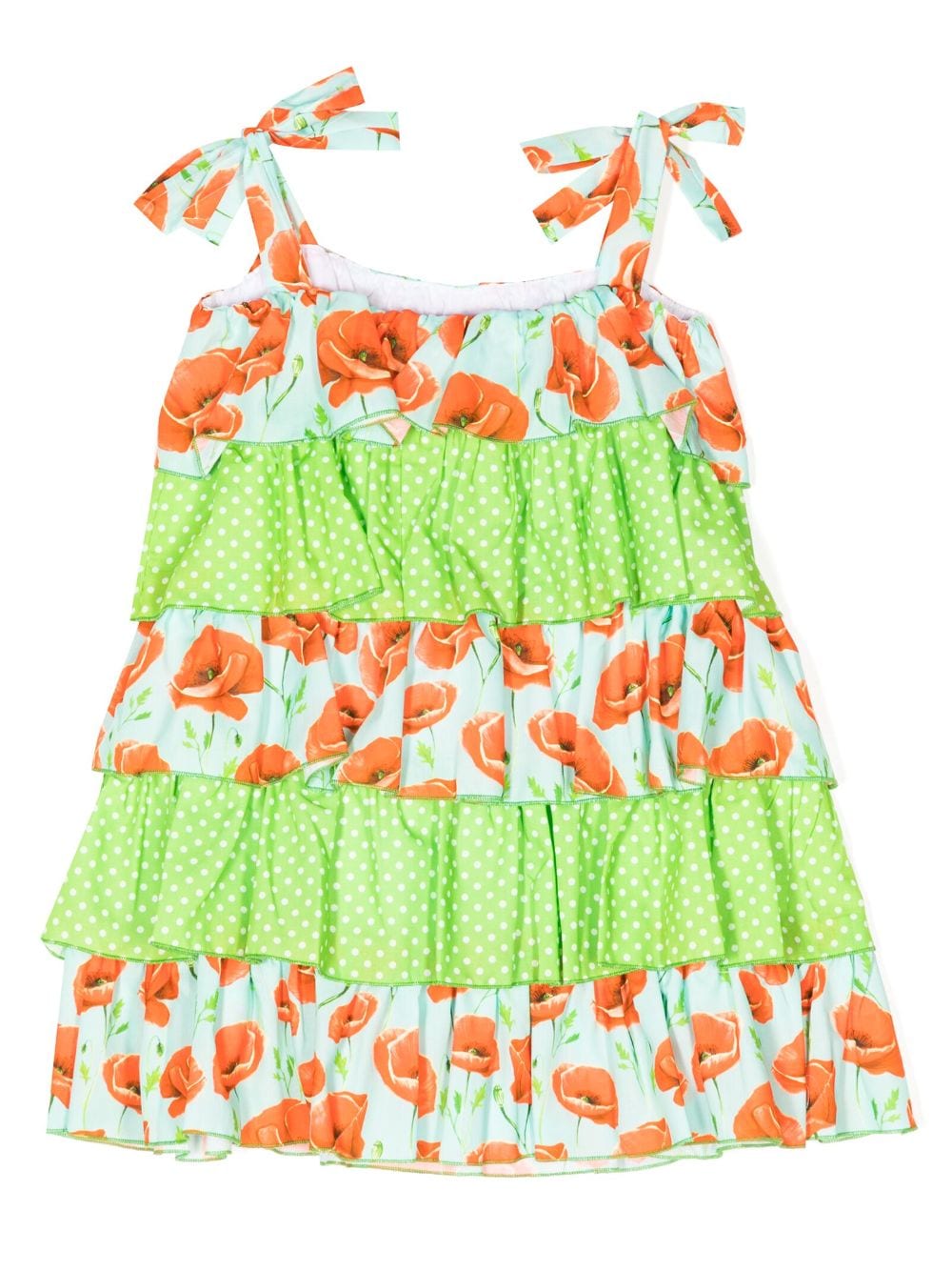 Shop Seliniaction Floral-print Tiered Dress In Green