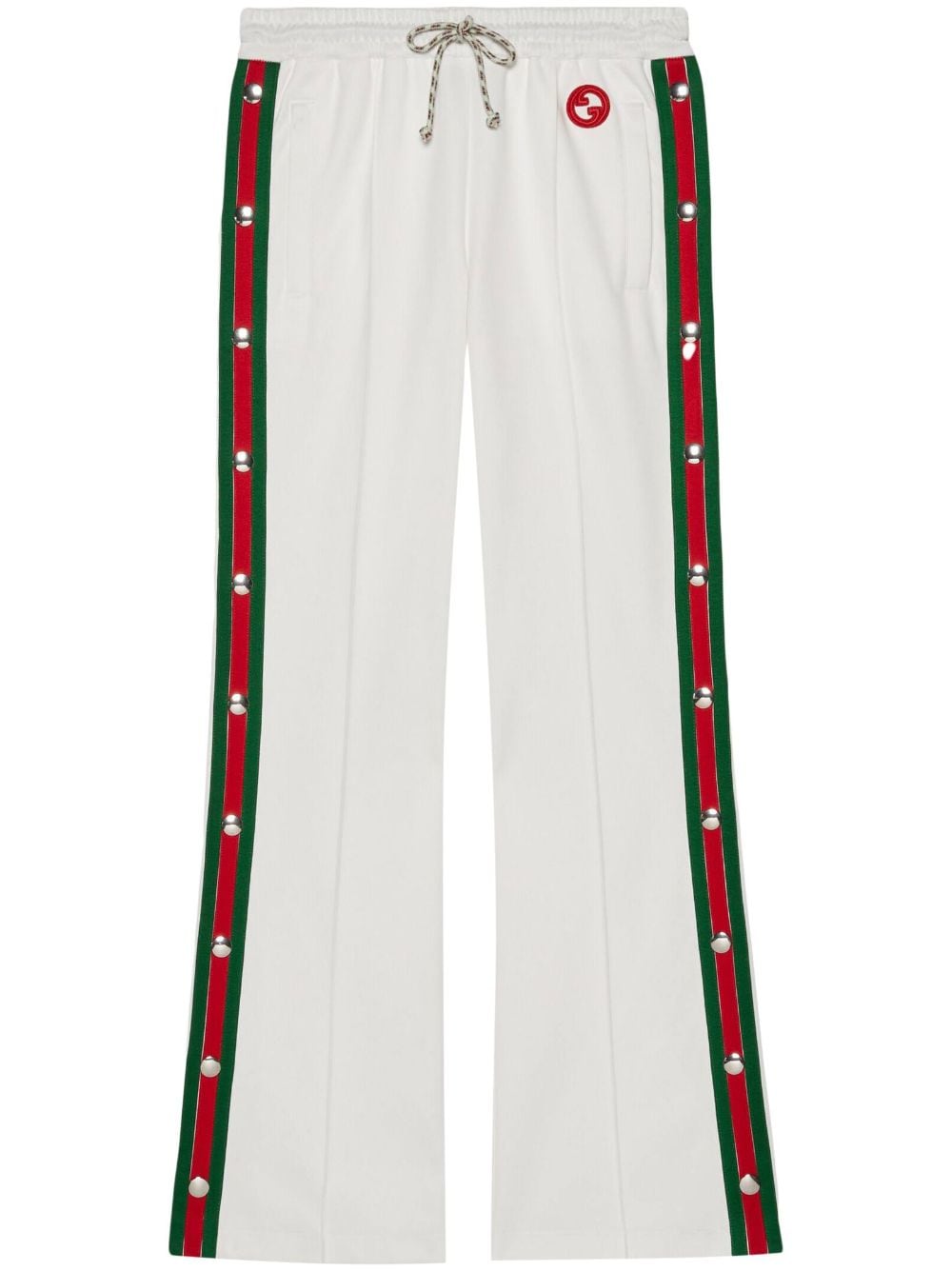 Shop Gucci Web-stripe Press-stud Track Pants In White