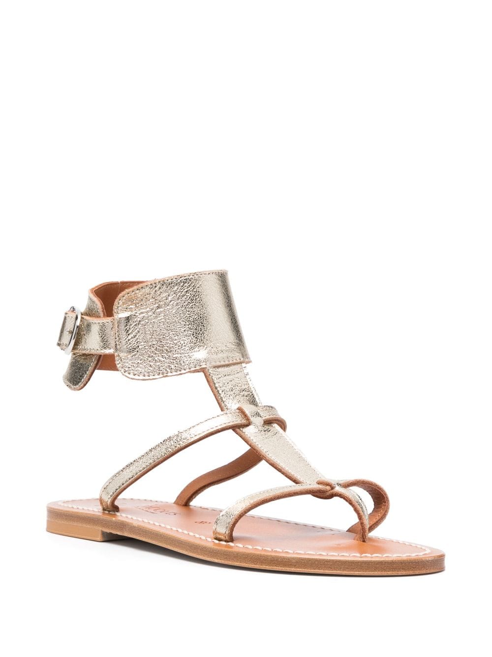 Shop Kjacques Buckle-fastening Leather Sandals In Gold