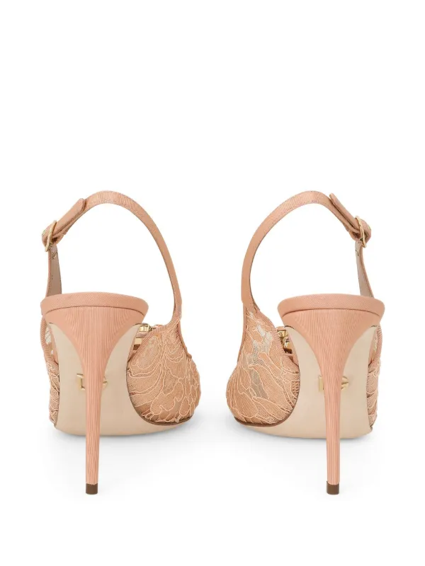 Dolce & Gabbana スリングバック パンプス レース Rainbow lace ブラックのウィメンズ Rainbow lace slingbacks in lurex lace