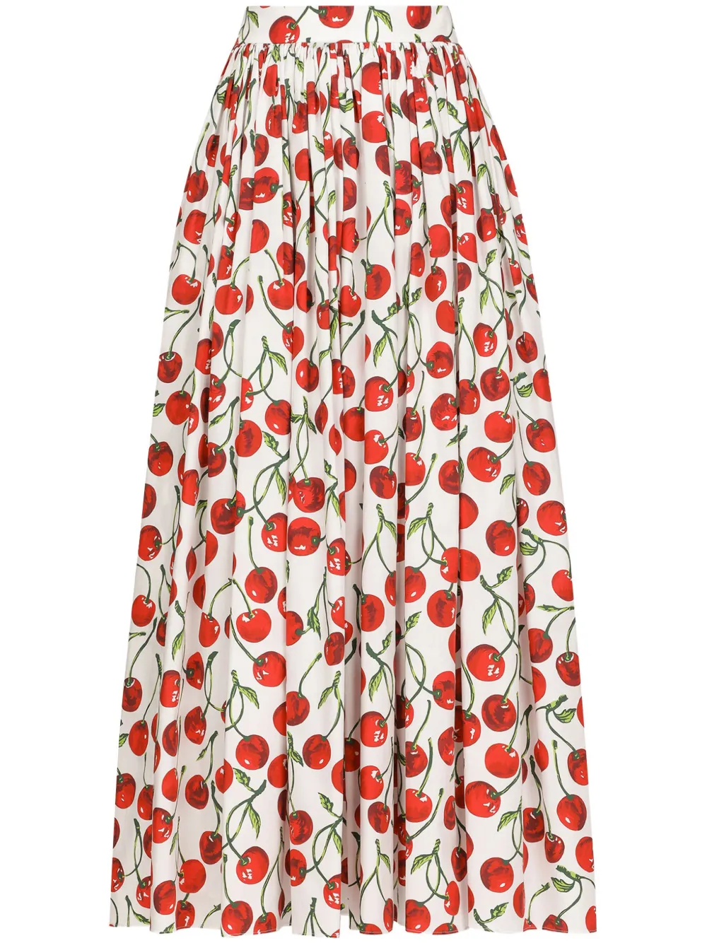 Dolce & Gabbana Cherry-print Flared Maxi Skirt | White