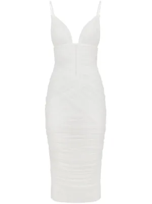 Dolce & Gabbana Corset Bustier Dress - Woman Dresses White Satin 36
