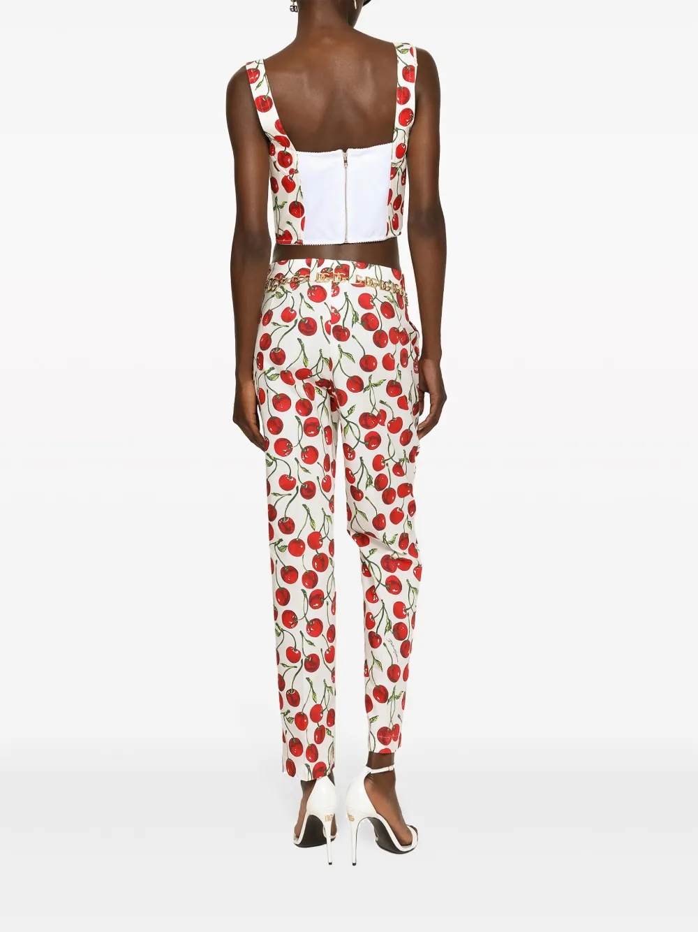 Dolce & Gabbana cherry-print bustier-style Crop Top | White