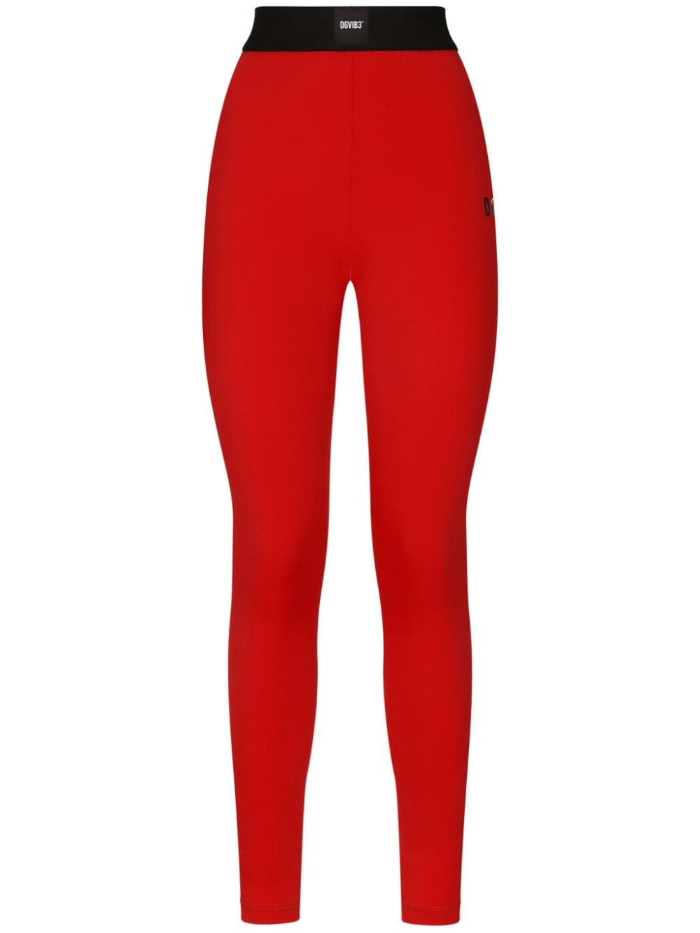 Shop Dolce & Gabbana Logo-patch High-waist Leggings In Rot