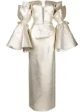 Saiid Kobeisy brocade-effect off-shoulder dress - Gold