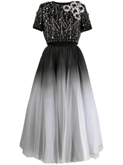 Saiid Kobeisy beaded gradient tulle-skirt dress