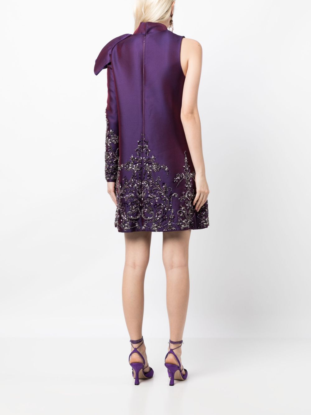 Shop Saiid Kobeisy Mikado One-shoulder Beaded Dress In Purple