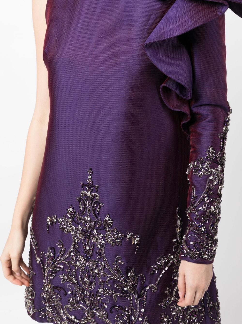 Shop Saiid Kobeisy Mikado One-shoulder Beaded Dress In Purple