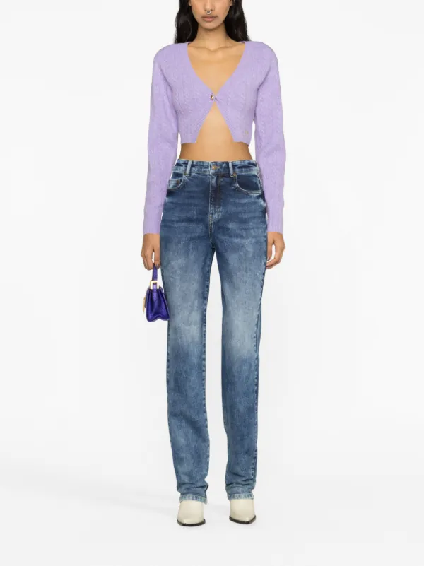 Purple crop cardigan hotsell