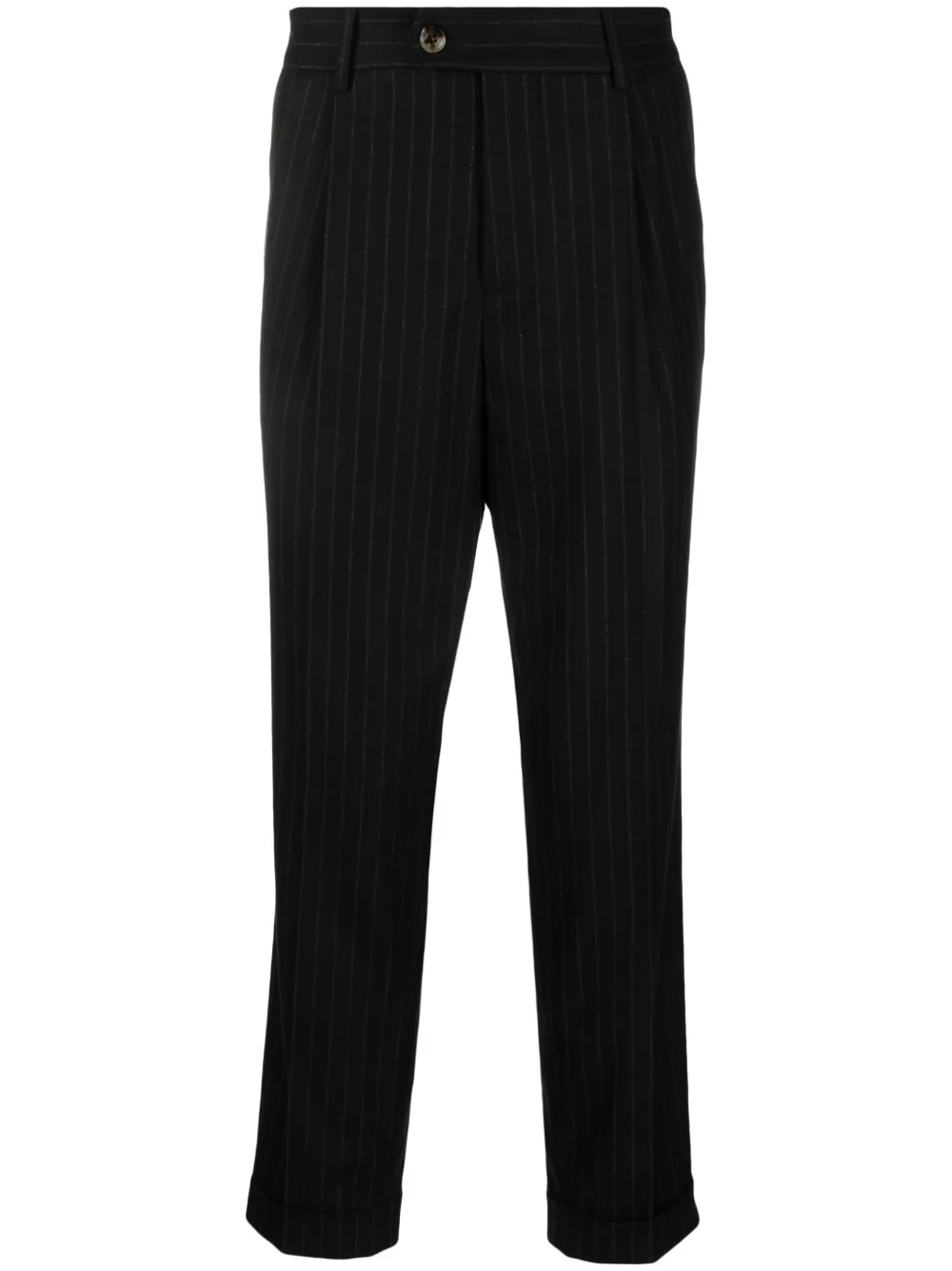 Brunello Cucinelli pinstripe-pattern virgin-wool trousers | Black | Image 1