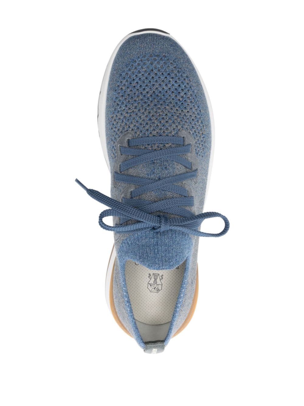 Shop Brunello Cucinelli Mesh-panel Lace-up Sneakers In Blue