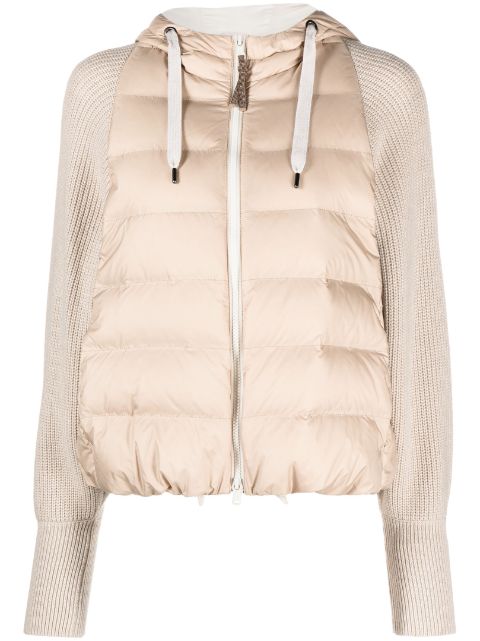 Brunello Cucinelli knit-sleeve puffer jacket