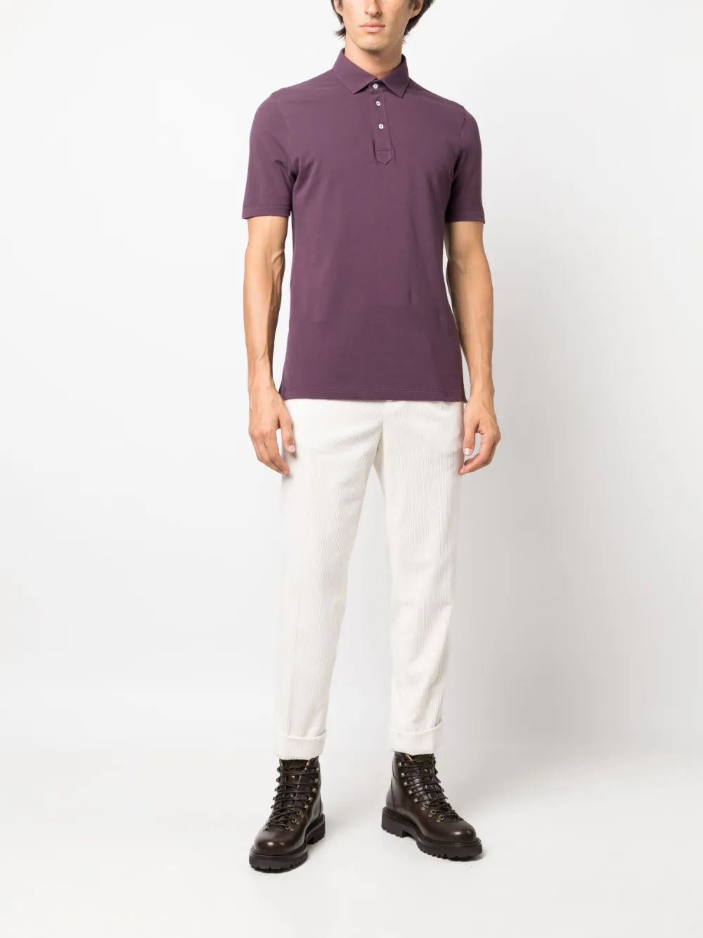 Brunello Cucinelli wool-blend polo shirt - Paars