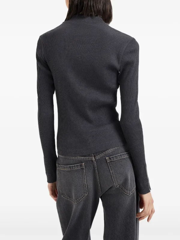 Brunello Cucinelli roll-neck Ribbed Jersey Top Grey FARFETCH JO