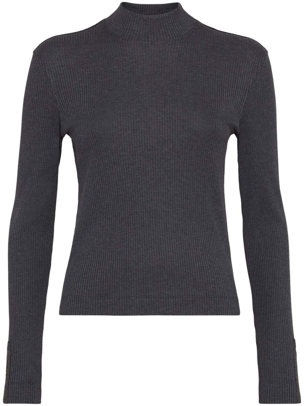 Brunello Cucinelli roll-neck ribbed jersey top - Grey