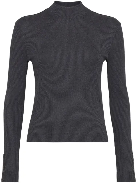 Brunello Cucinelli roll-neck ribbed jersey top